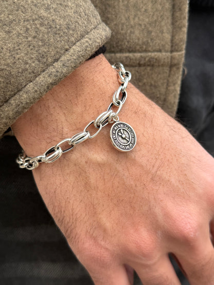 Chrono link -S925 Sterling Silver Bracelet-20cm-7mm