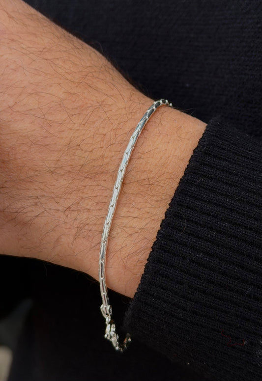 Bone Bracelet for Men's Sterling Silver 925s(21cm-2mm)