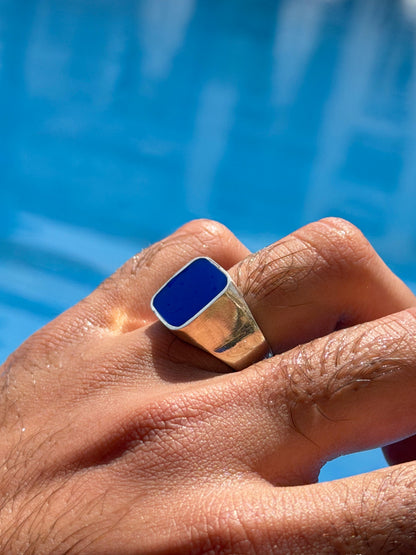 Blue Signet Ring in Sterling Silver 925s