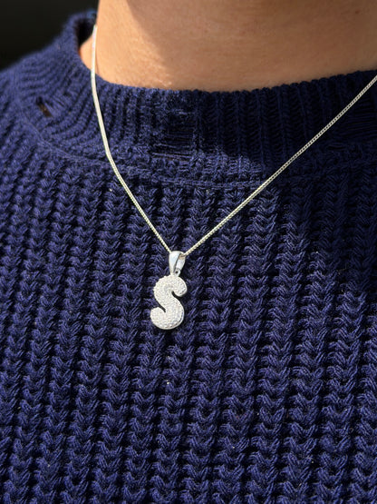 Icey Letters Necklace in Italian sterling silver-s925