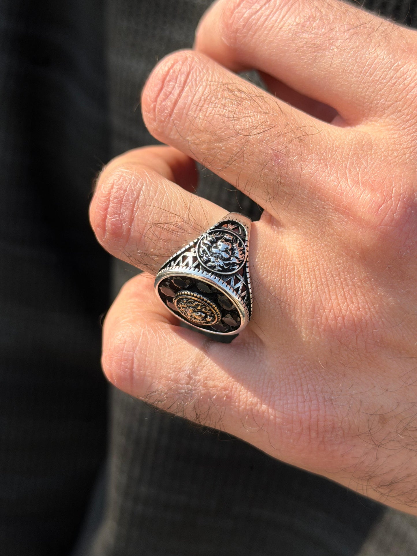 Exclusive ⛔️Lion head motif Ring -for Men's Sterling Silver 925s