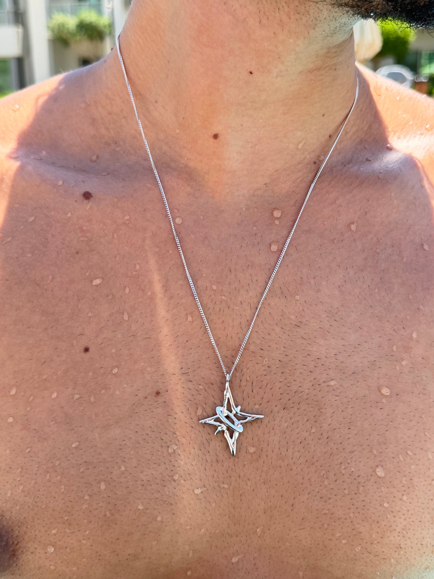 Big Stellar star Necklace in Sterling Silver 925s
