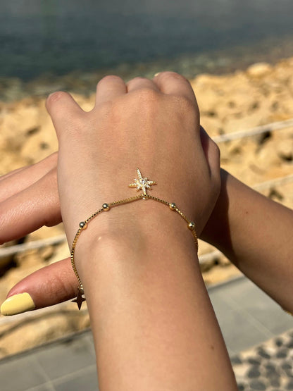 Dangling Northstar Gold plated Bracelet -in Sterling Silver -925
