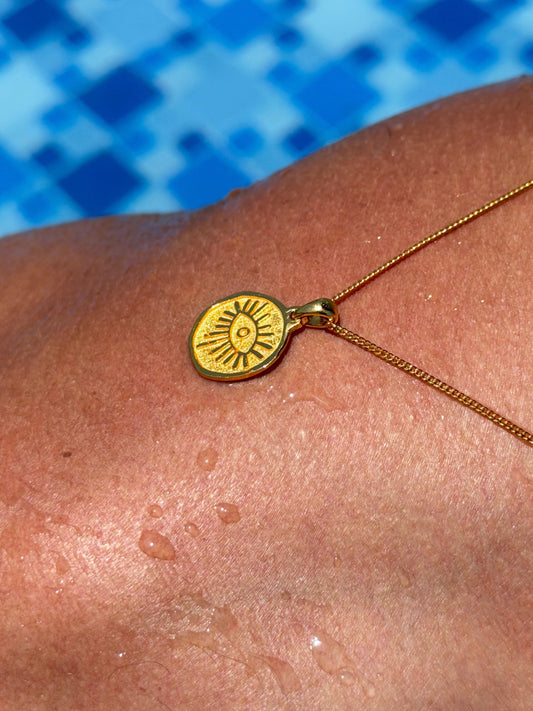 Evil Eye Necklace in Sterling Silver 925s- Gold Plated