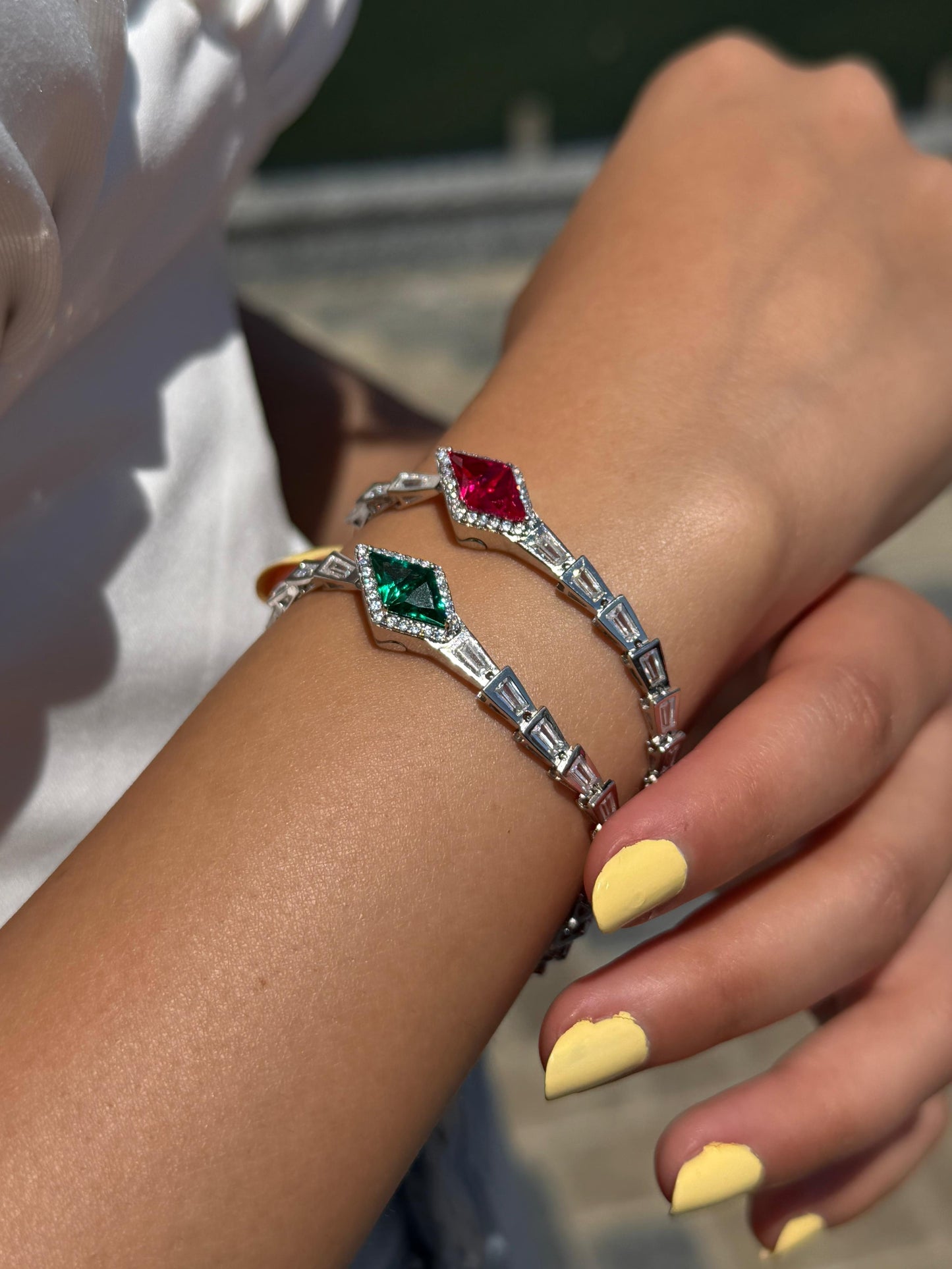 Fancy Snake Zirconia Bracelet -in Sterling Silver -925