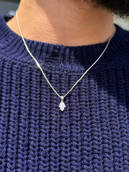 Clear Hamsa-Grommet Necklace Sterling Silver 925s