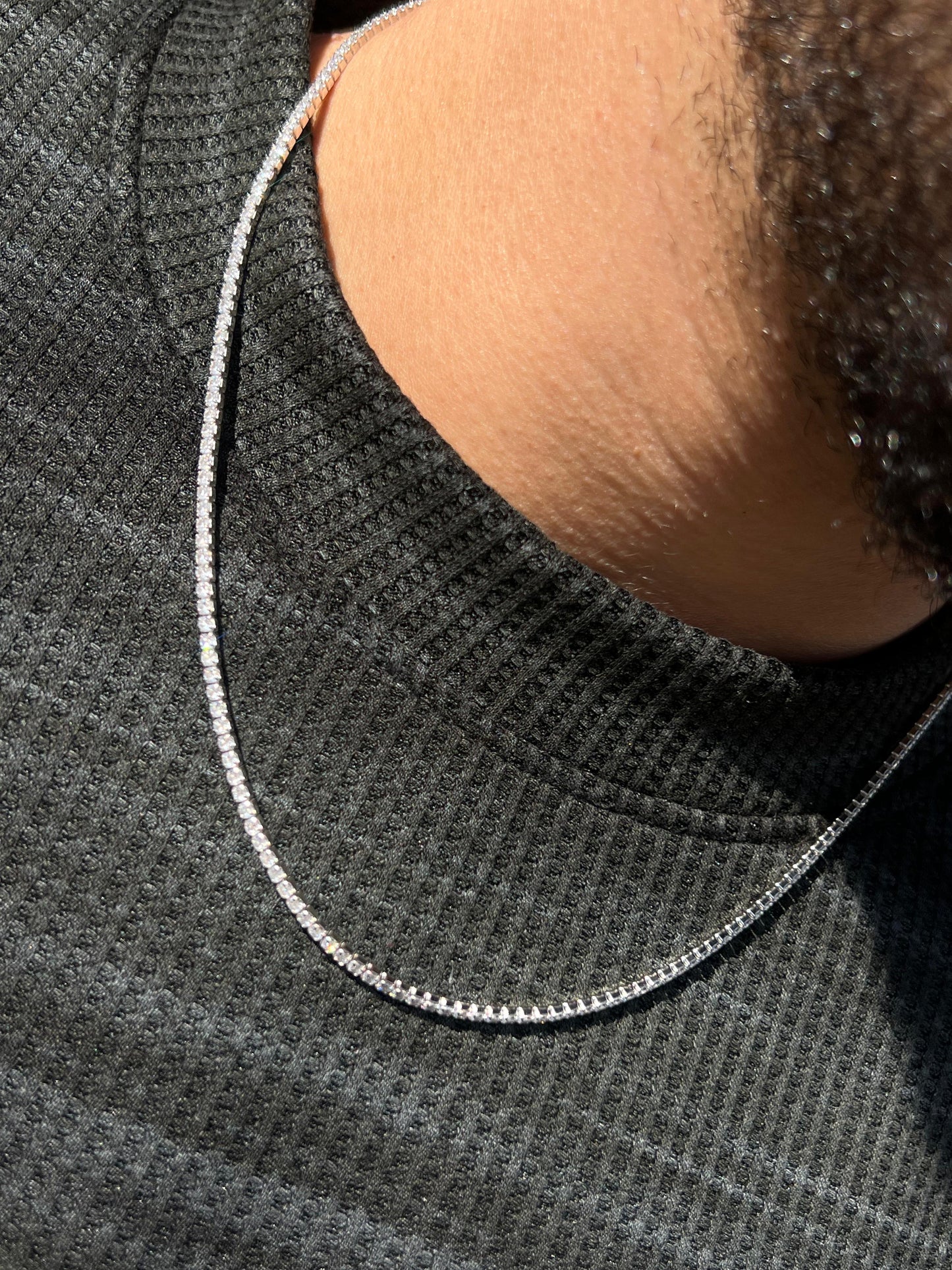 Clear Tennis Necklace in Italian sterling silver-s925-(50cm)