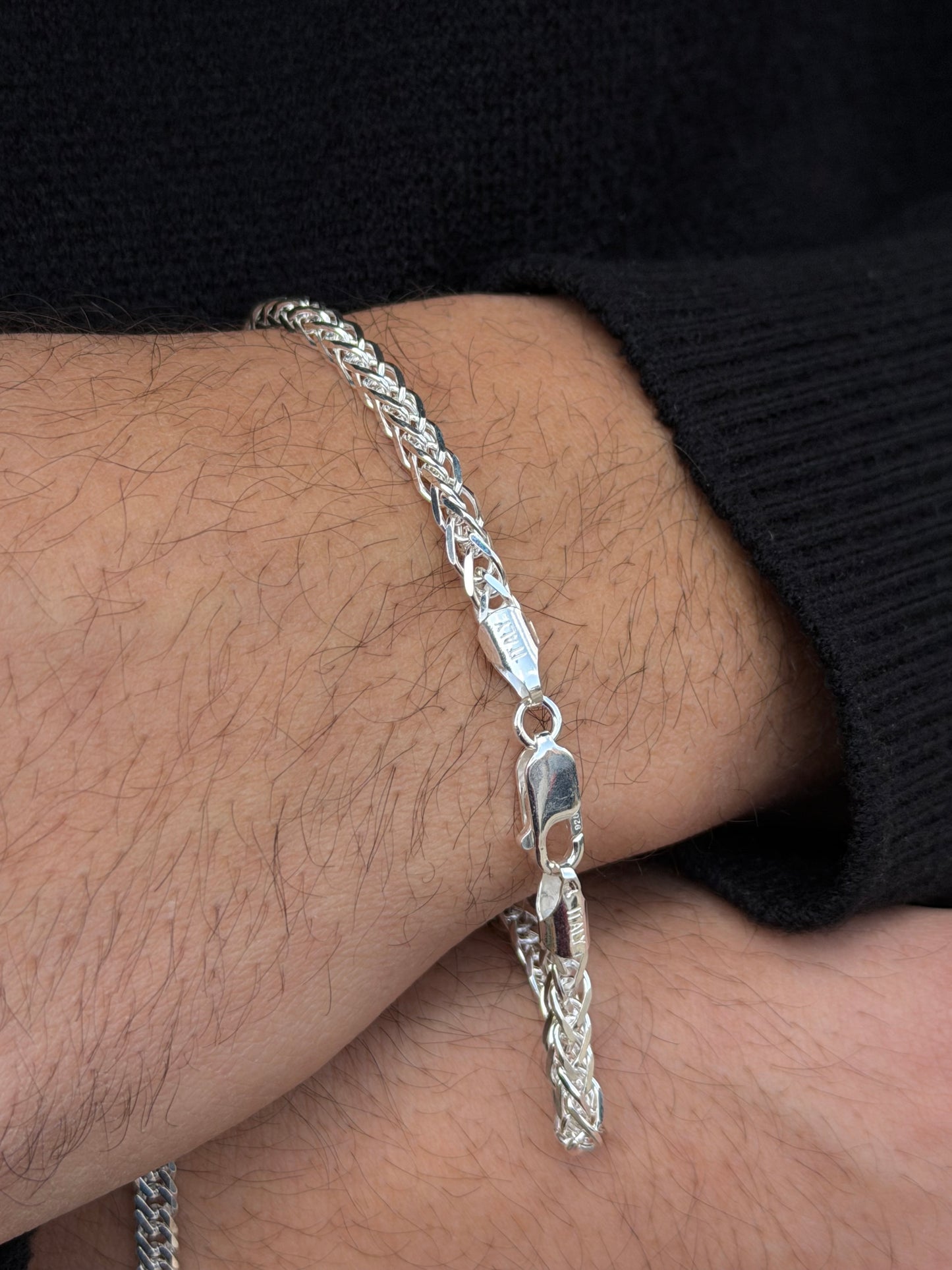 Braided Nest Bracelet for Men's Sterling Silver 925s(21cm-5mm)