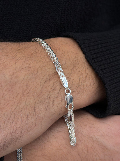 Braided Nest Bracelet for Men's Sterling Silver 925s(21cm-5mm)