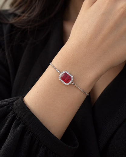 Square Zirconia Bracelet -in Sterling Silver -925