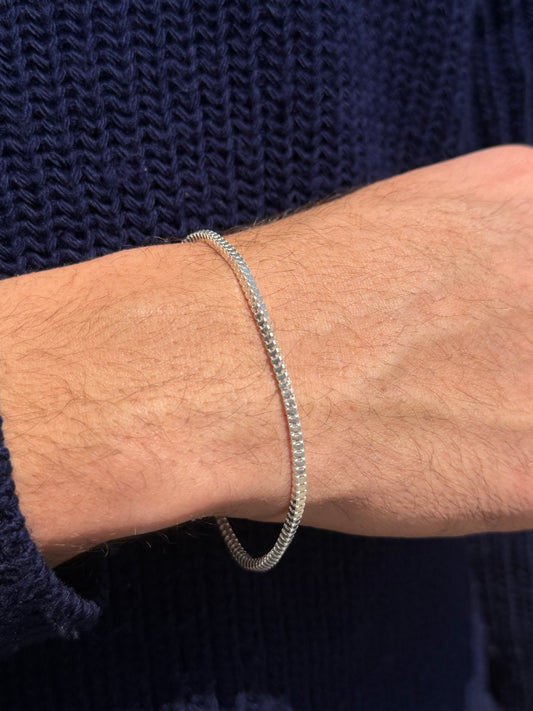 Cubic Rattail Bracelet for Men's Sterling Silver 925s(21cm-3mm)