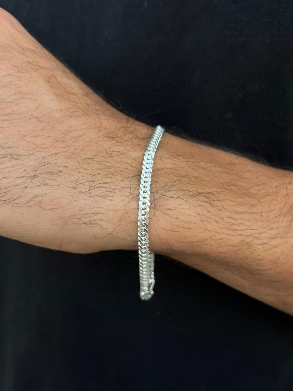 Cut Grommet bracelet-for Men's Sterling Silver 925s (21cm-5mm)