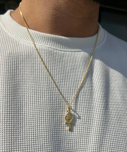Premium- Ankh Necklace in Sterling Silver 925s- Real 21K Gold Plated