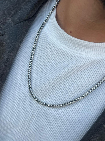 Snug Arrow Flow Necklace for Men's Sterling Silver 925s-(60cm-5mm)