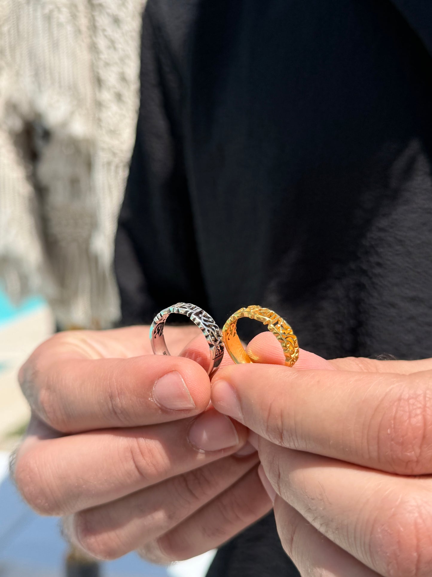 Slim Couple Band Ring - 925Silver- 5mm  (لقد جمعنا الحب فمن يفرقنا)