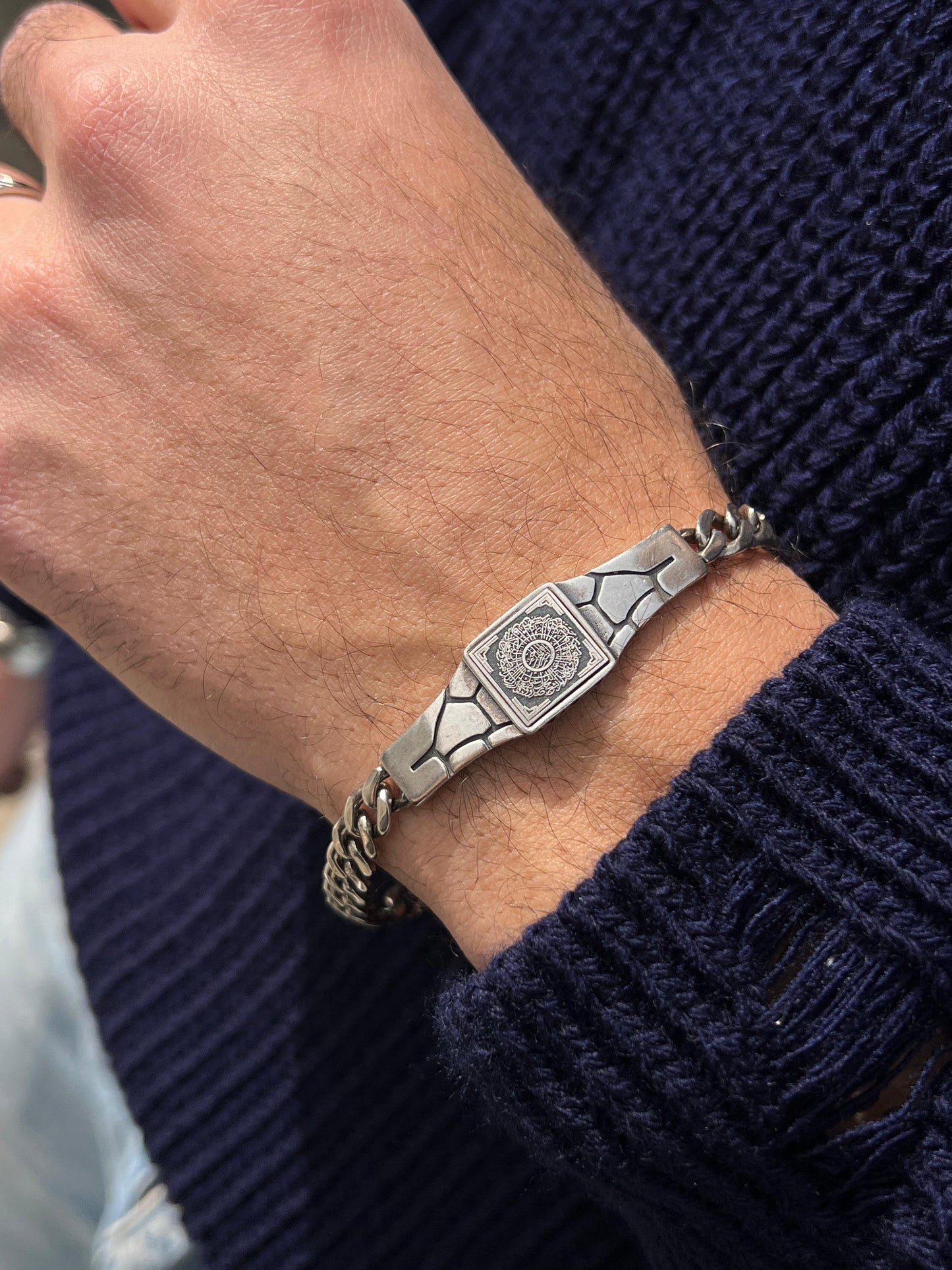 Islamic Texture Bracelet-Pure Silver.925 (20cm)