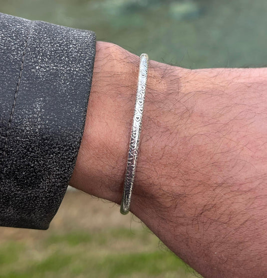 Hearts S925 Sterling Silver bangle for men