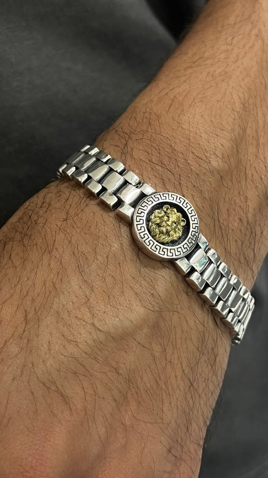 Versace Lion Head Bracelet In Sterling Silver S925