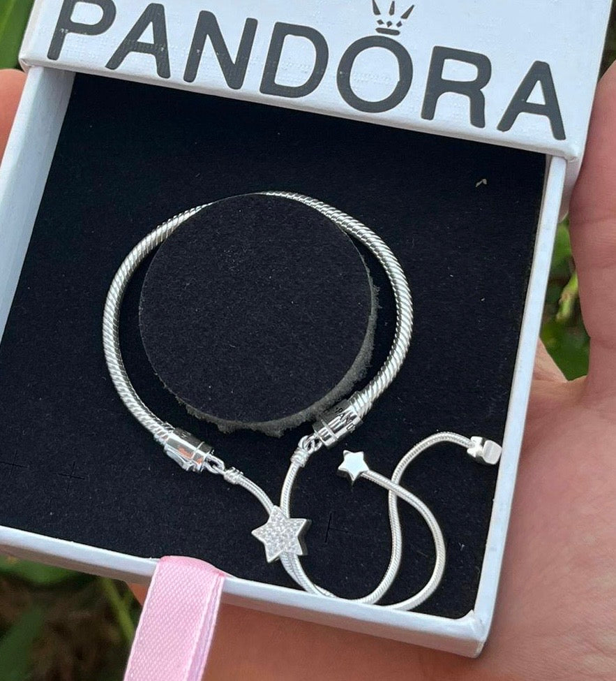 Pandora Moments Star Snake Chain Slider Bracelet
