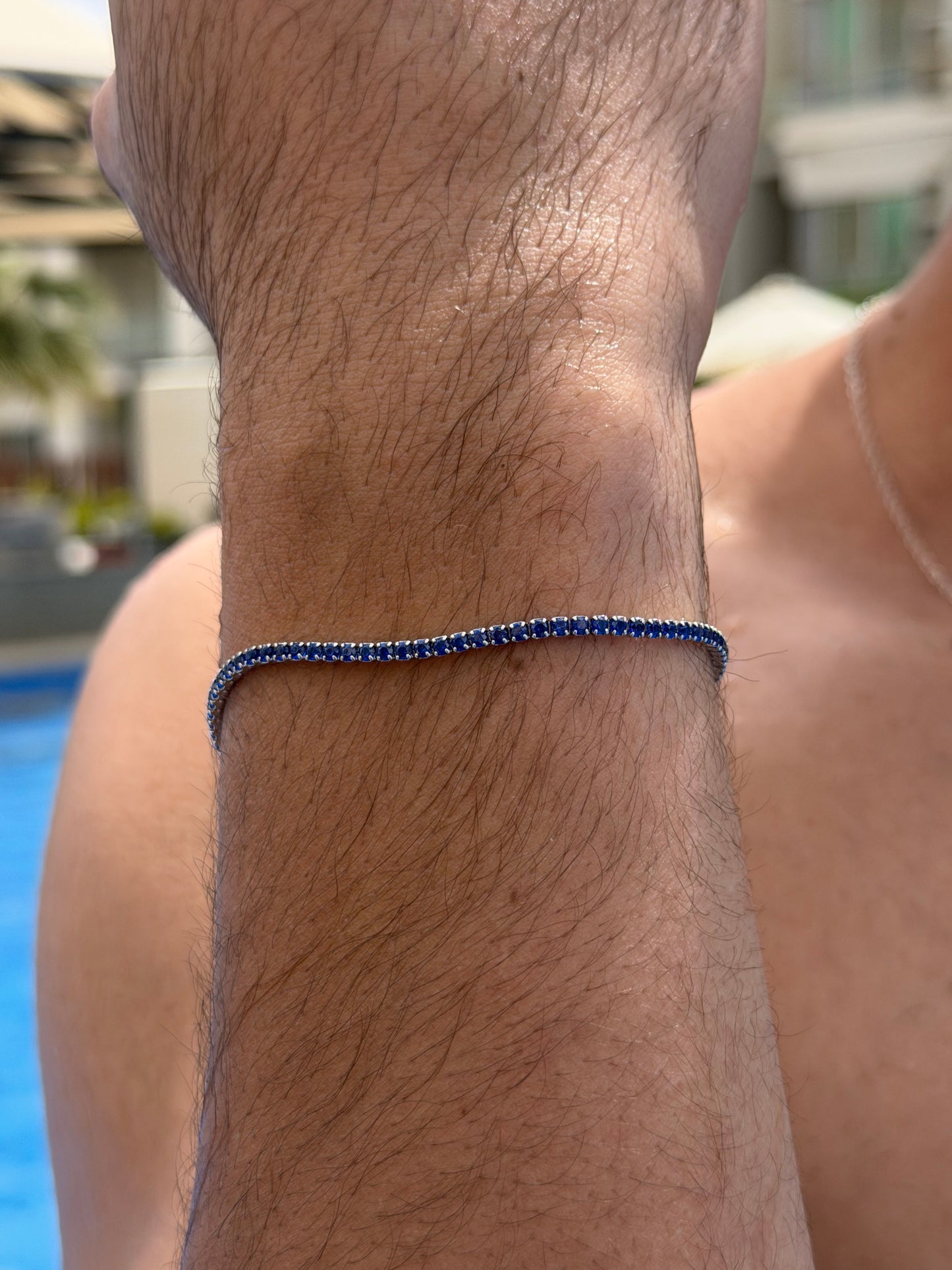Blue Tennis Bracelet Sterling Silver 925s-2mm