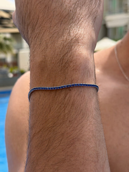 Blue Tennis Bracelet Sterling Silver 925s-2mm