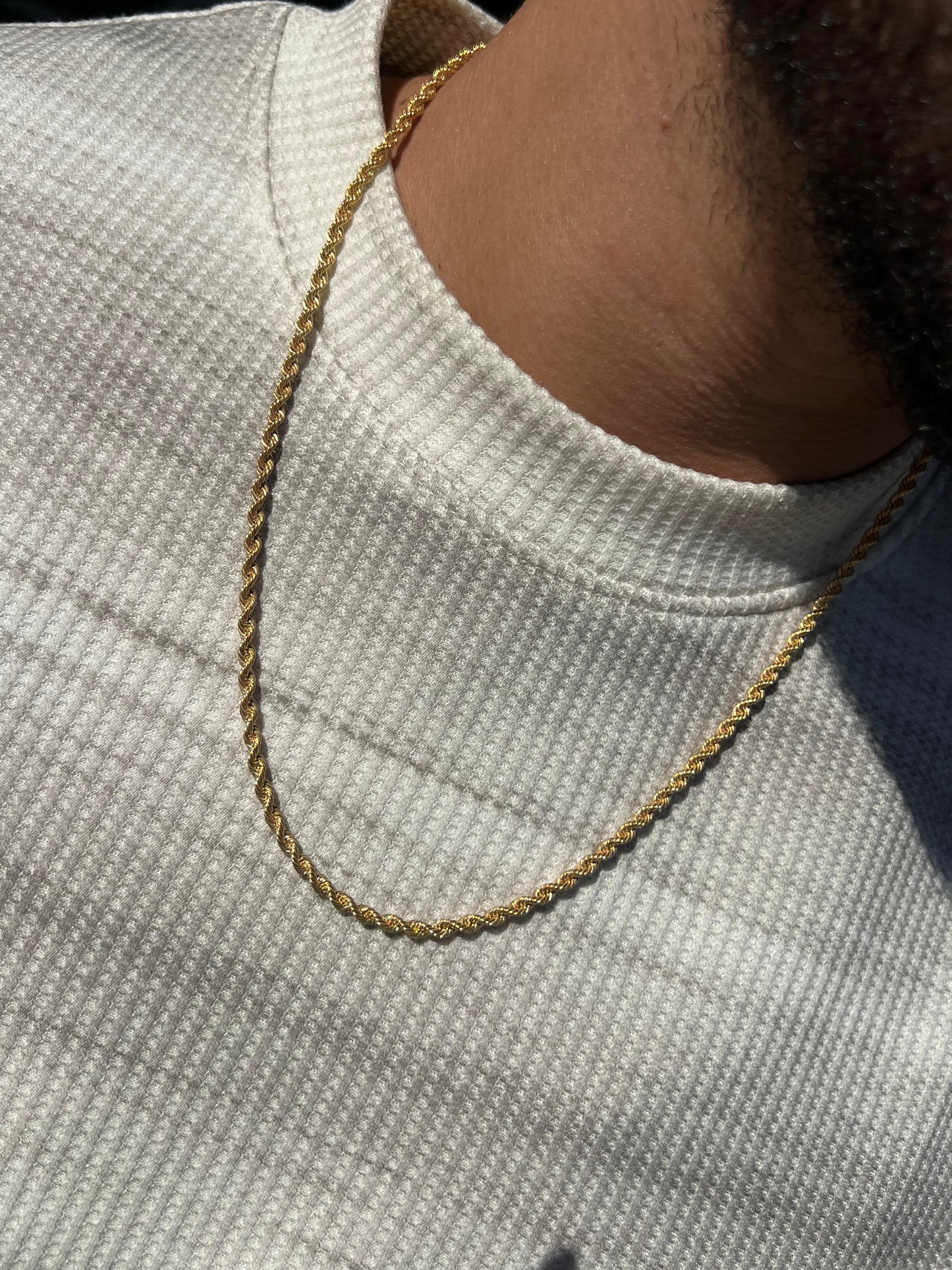 Premium- thick Rope Necklace in Sterling Silver 925s- Real 21K Gold Plated