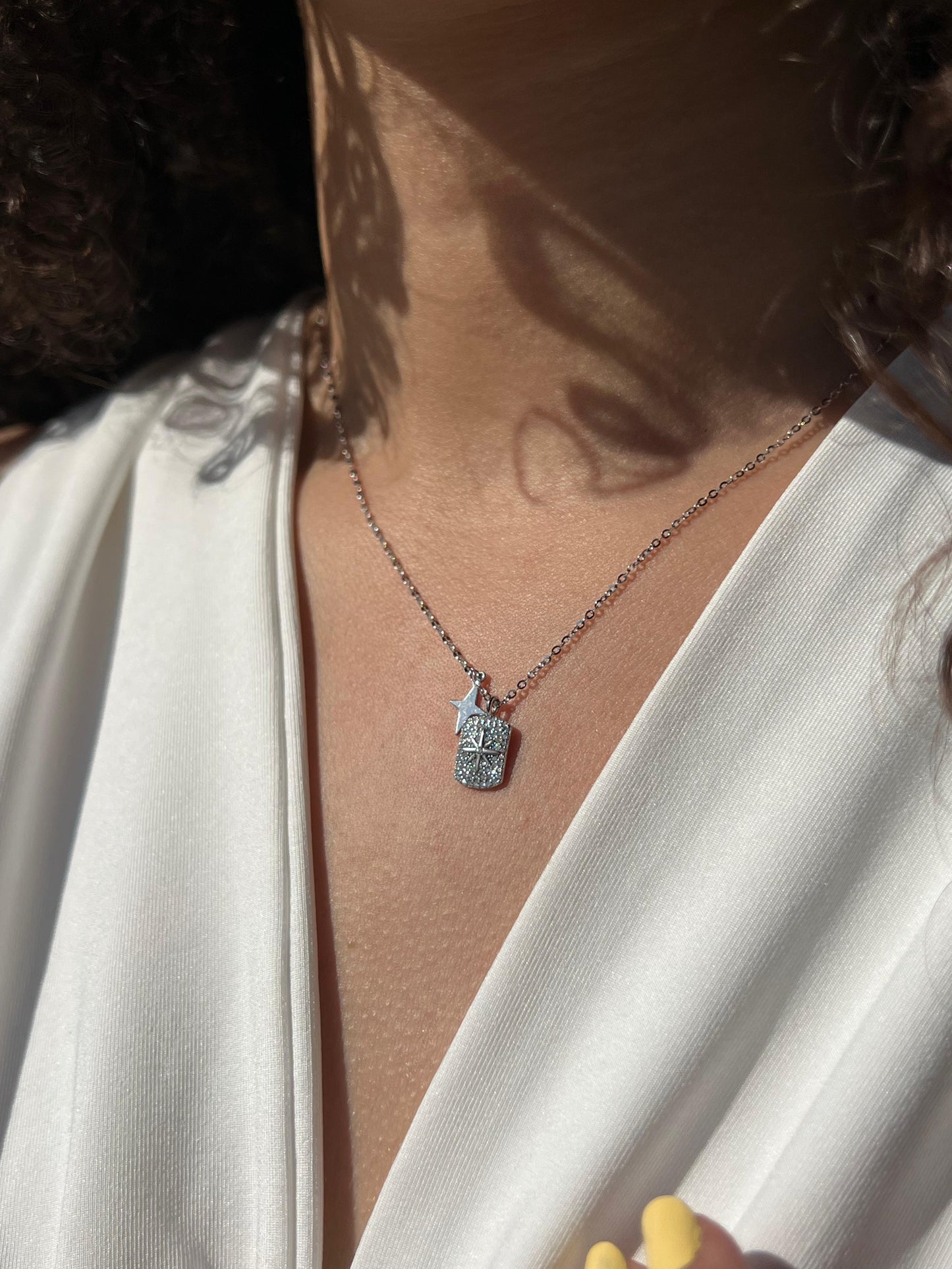 Celestia Tag Necklace in Sterling Silver 925s