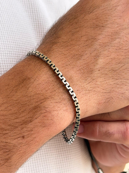 Matrix bracelet for men Sterling silver 925 22cm-4mm