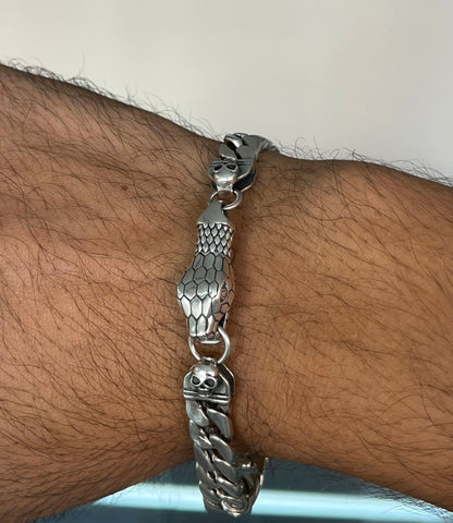 Snake Lock -Grommet Bracelet for Men's Sterling Silver 925s-20cm