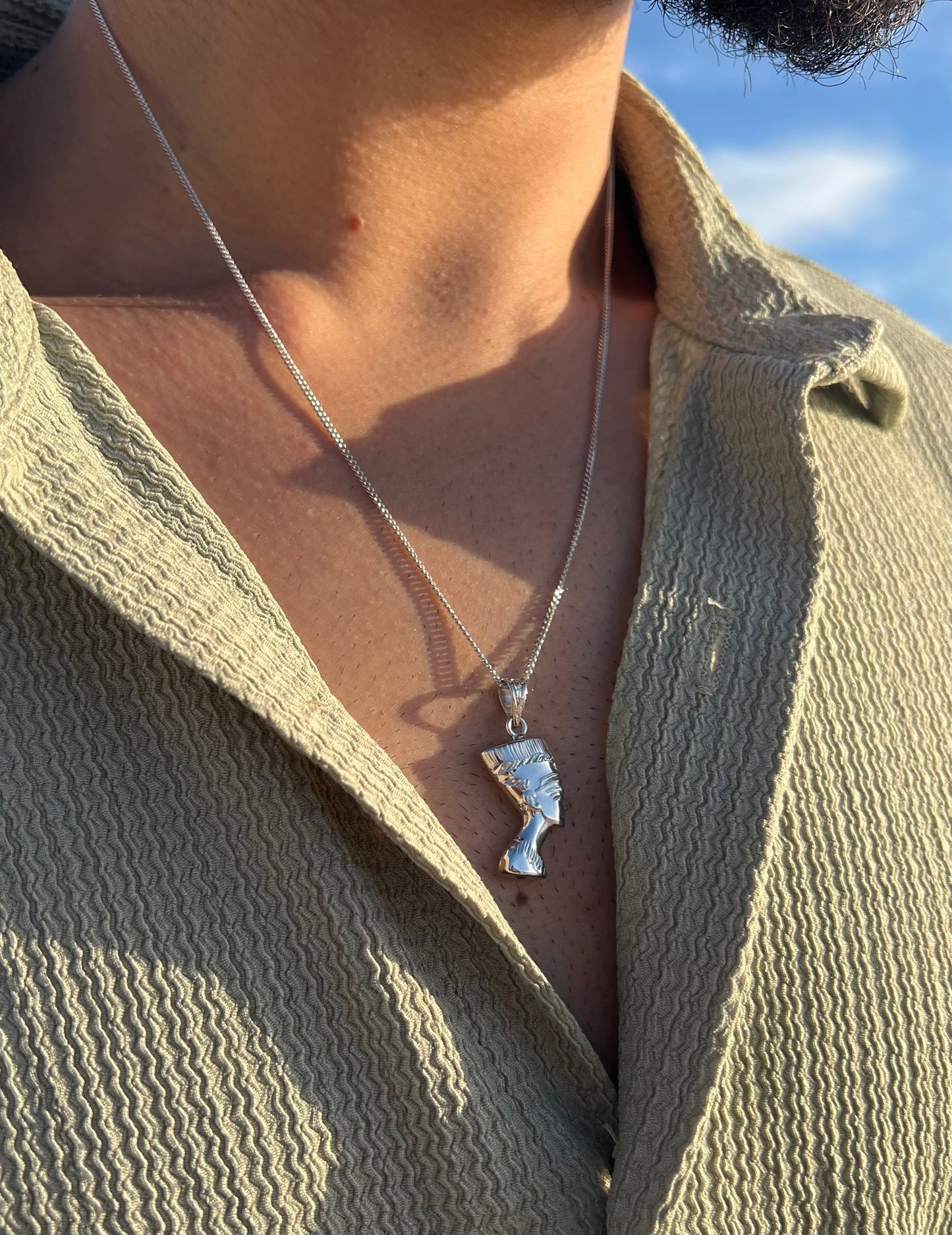 Premium- Nefertiti Necklace in Sterling Silver 925s- Protective coated plating