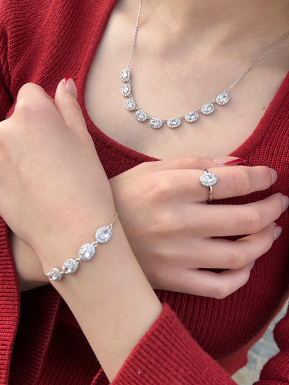 Sparkling oval Full Set (4-pieces) In Italian Sterling Silver 925