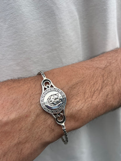 Wolf Strength Bracelet for Men's Sterling Silver 925s-18cm