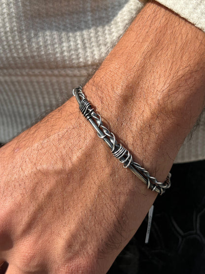 Handmade Savage Wire Bangle Sterling Silver 925s