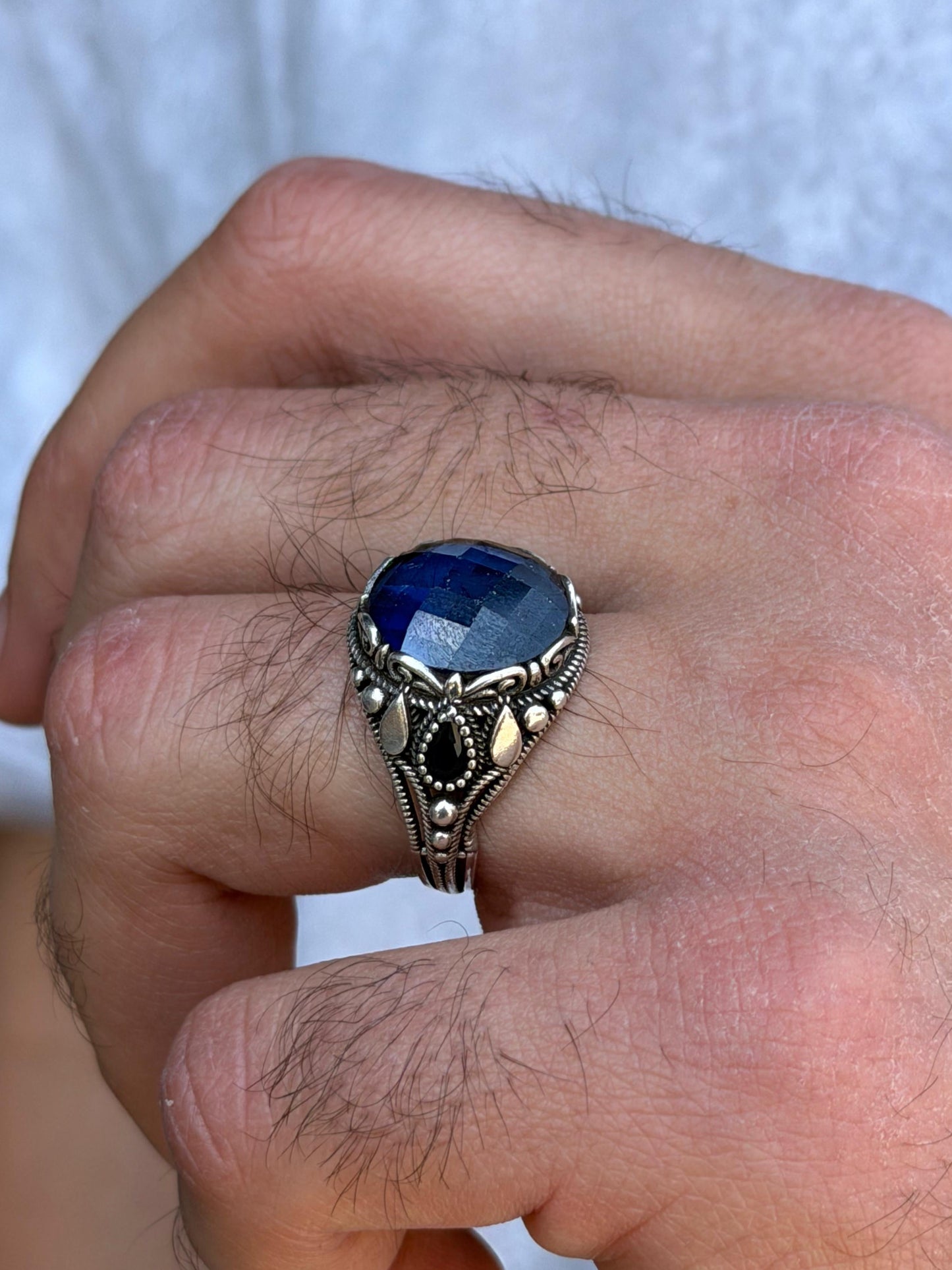 BLUE X Ring -for Men's Sterling Silver 925s