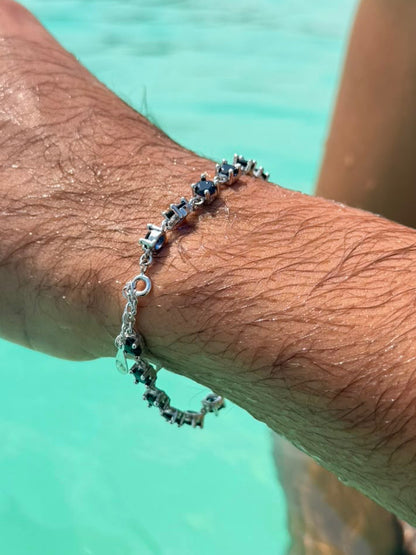 Dark blue Zirconia Bracelet Sterling Silver 925s |(18+4cm Extension)