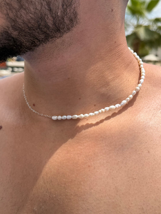 Dualité Pearl Necklace in Sterling Silver 925s