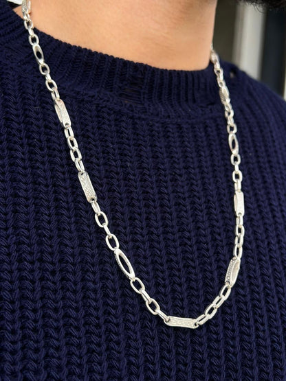 Iconic Versace Pattern Necklace For Men Sterling Silver 925s-60cm