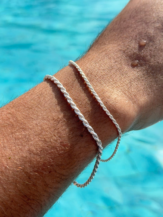 Rope Bracelet for Men's Sterling Silver 925s-21cm
