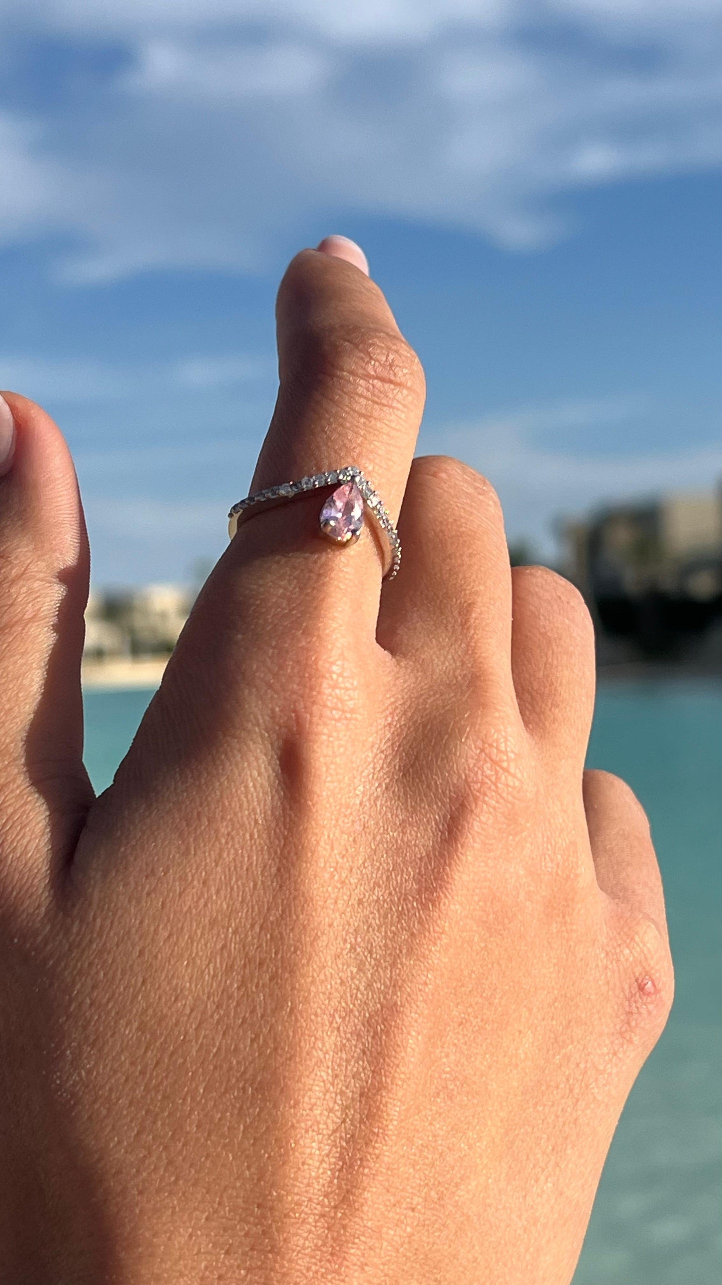 Pink pear cut in Sterling Silver -925