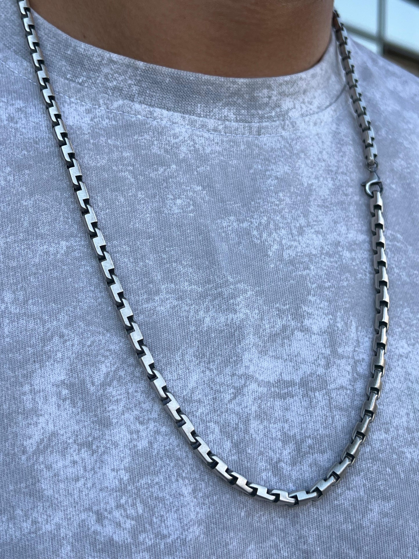 Sleek Linked Necklace For Men Sterling Silver 925s-62cm-6mm