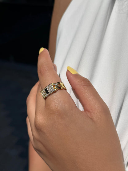 Monaco Ring  -in Sterling Silver -925- Fine Gold Plating