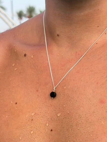Round Onyx Necklace Sterling Silver 925s