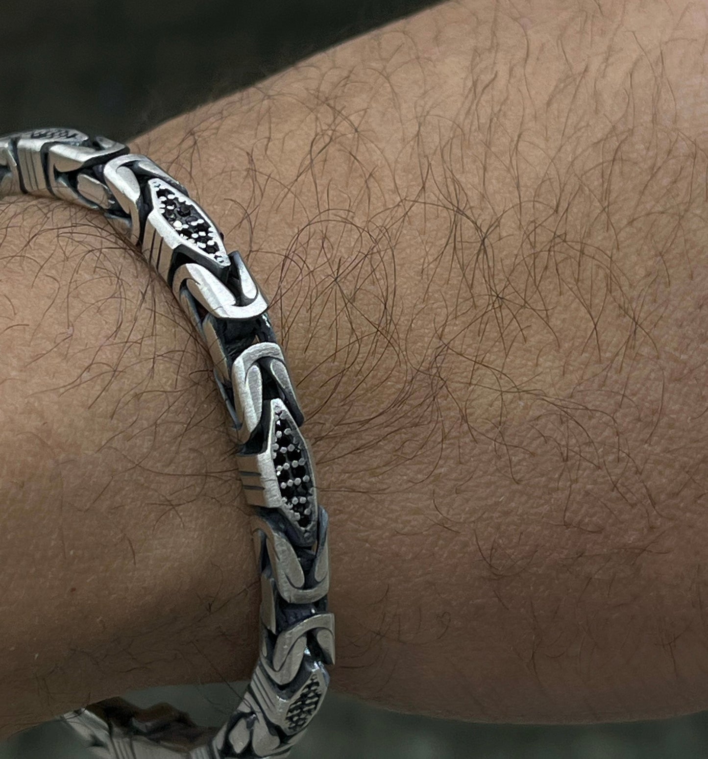 Massive zirconia King Bracelet for Men Sterling Silver 925s,