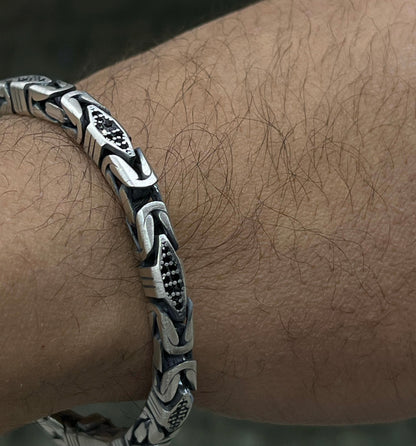 Massive zirconia King Bracelet for Men Sterling Silver 925s,