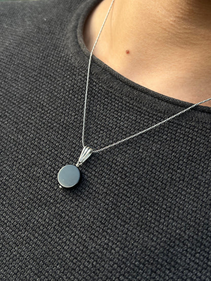 Onyx -Wire Necklace for Men's Sterling Silver 925s