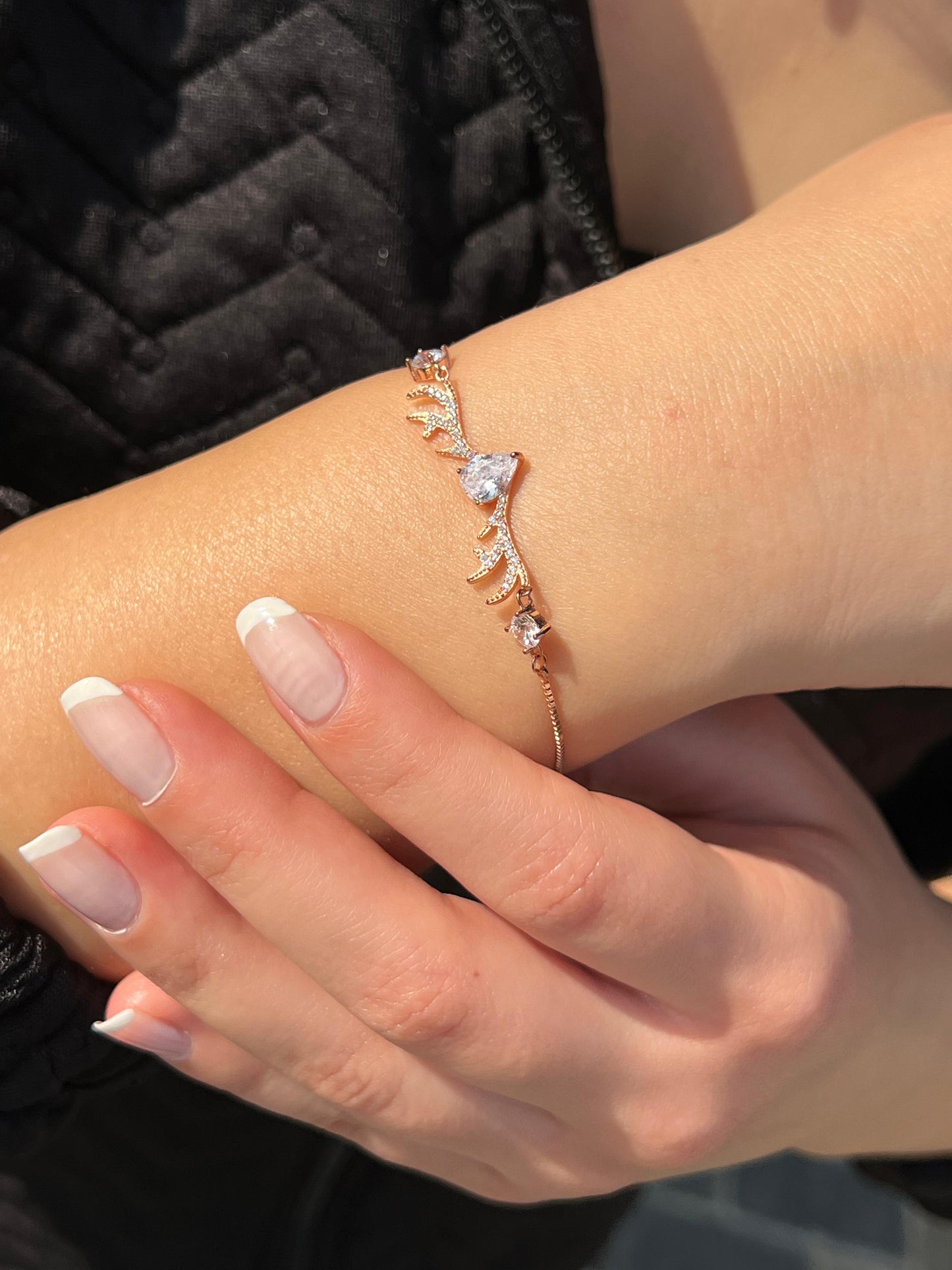 Rose Gold Aurora Antler Bracelet -in Sterling Silver -925