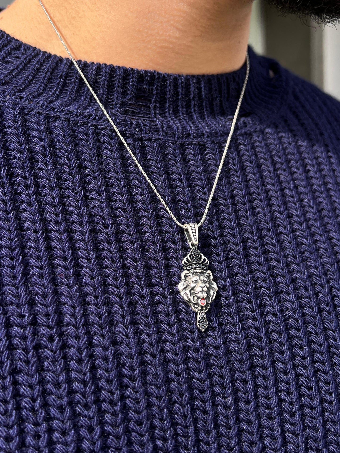 Wired Lion Necklace Sterling Silver 925s