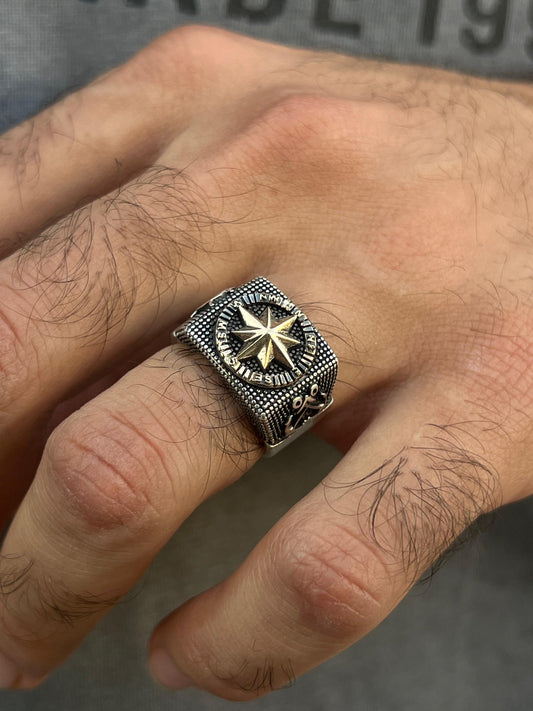 Golden Campus Ring -for Men's Sterling Silver 925s
