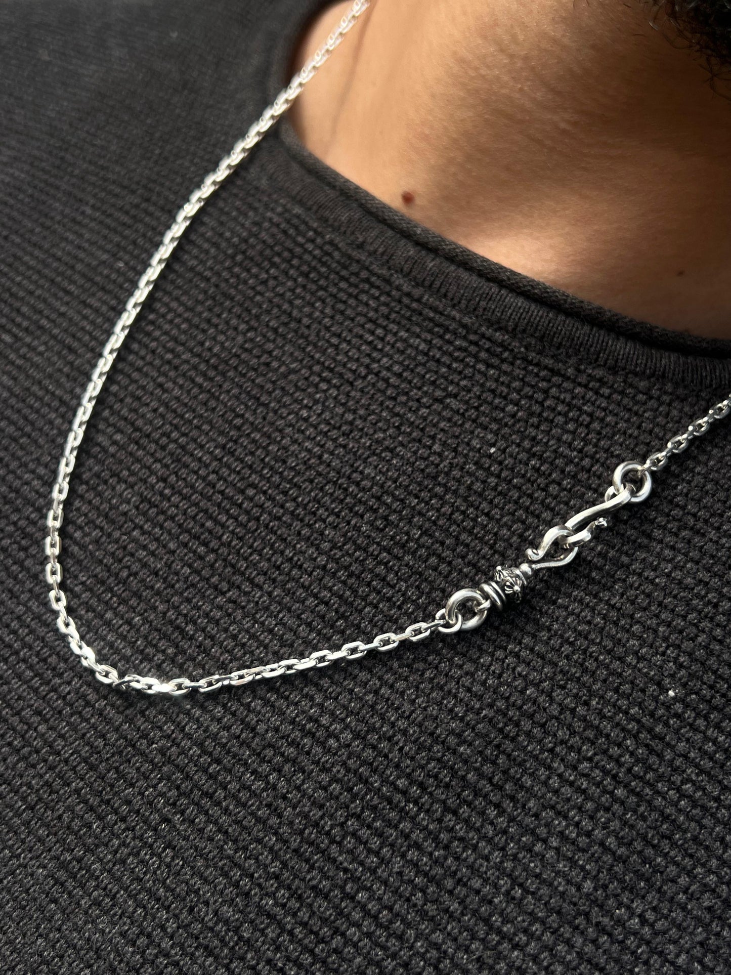Pin Link Necklace Sterling Silver 925s-(3mm,59cm)
