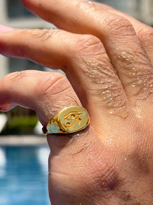 Ain Horus Ring in Sterling Silver 925s-Fine Gold Plated